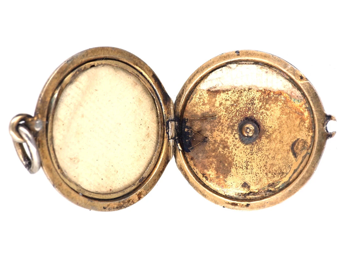 Edwardian Round Silver & Enamel Roses Locket 4 Edwardian Round Silver & Enamel Roses Locket - Image 2