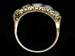 Victorian 18ct Gold Opal & Diamond Five Stone Carved Hoop Ring 9 Victorian 18ct Gold Opal & Diamond Five Stone Carved Hoop Ring -Antique Jewellery Company DSC03137