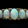 Victorian 18ct Gold Opal & Diamond Five Stone Carved Hoop Ring