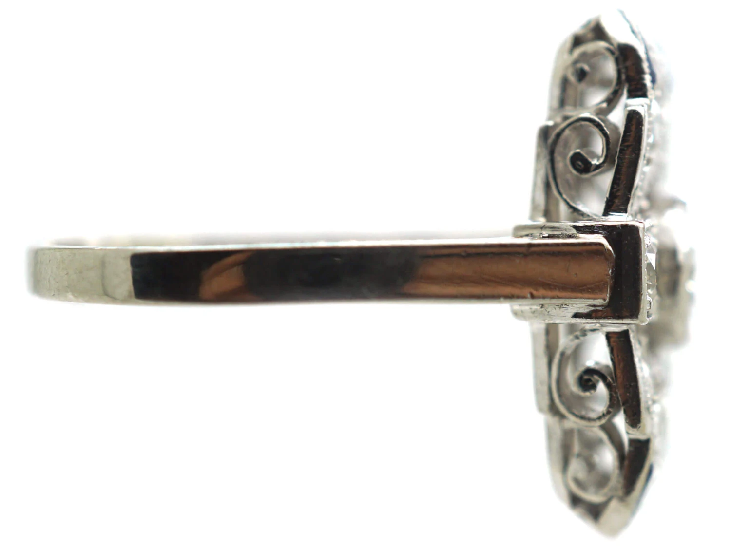 Art Deco Platinum, Diamond & Sapphire Rectangular Geometric Ring 8 Art Deco Platinum, Diamond & Sapphire Rectangular Geometric Ring - Image 6