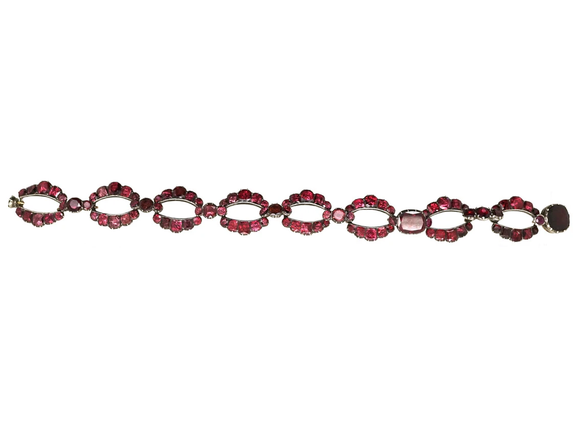 Georgian Silver & Flat Cut Almandine Garnet Bracelet 5 Georgian Silver & Flat Cut Almandine Garnet Bracelet - Image 3