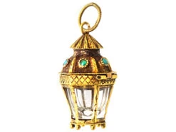 Georgian 15ct Gold Rock Crystal & Turquoise Lantern Small Pendant -Antique Jewellery Company DSC03221 copy