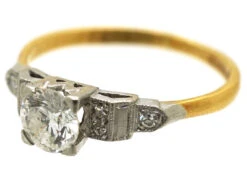 Art Deco 18ct Gold & Platinum, Diamond Solitaire Ring With Step Cut Diamond Shoulders 19 Art Deco 18ct Gold & Platinum, Diamond Solitaire Ring With Step Cut Diamond Shoulders -Antique Jewellery Company DSC03225