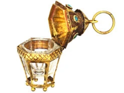 Georgian 15ct Gold Rock Crystal & Turquoise Lantern Small Pendant -Antique Jewellery Company DSC03227 copy