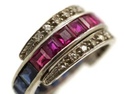 Art Deco Platinum, Ruby, Sapphire & Diamond Flipover Ring 14 Art Deco Platinum, Ruby, Sapphire & Diamond Flipover Ring -Antique Jewellery Company DSC03255