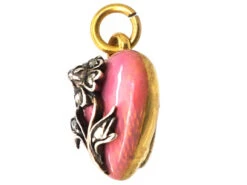 Victorian 15ct Gold & Pink Enamel Heart Pendant With Pansy Set With Rose Diamonds 7 Victorian 15ct Gold & Pink Enamel Heart Pendant With Pansy Set With Rose Diamonds -Antique Jewellery Company DSC03257 copy