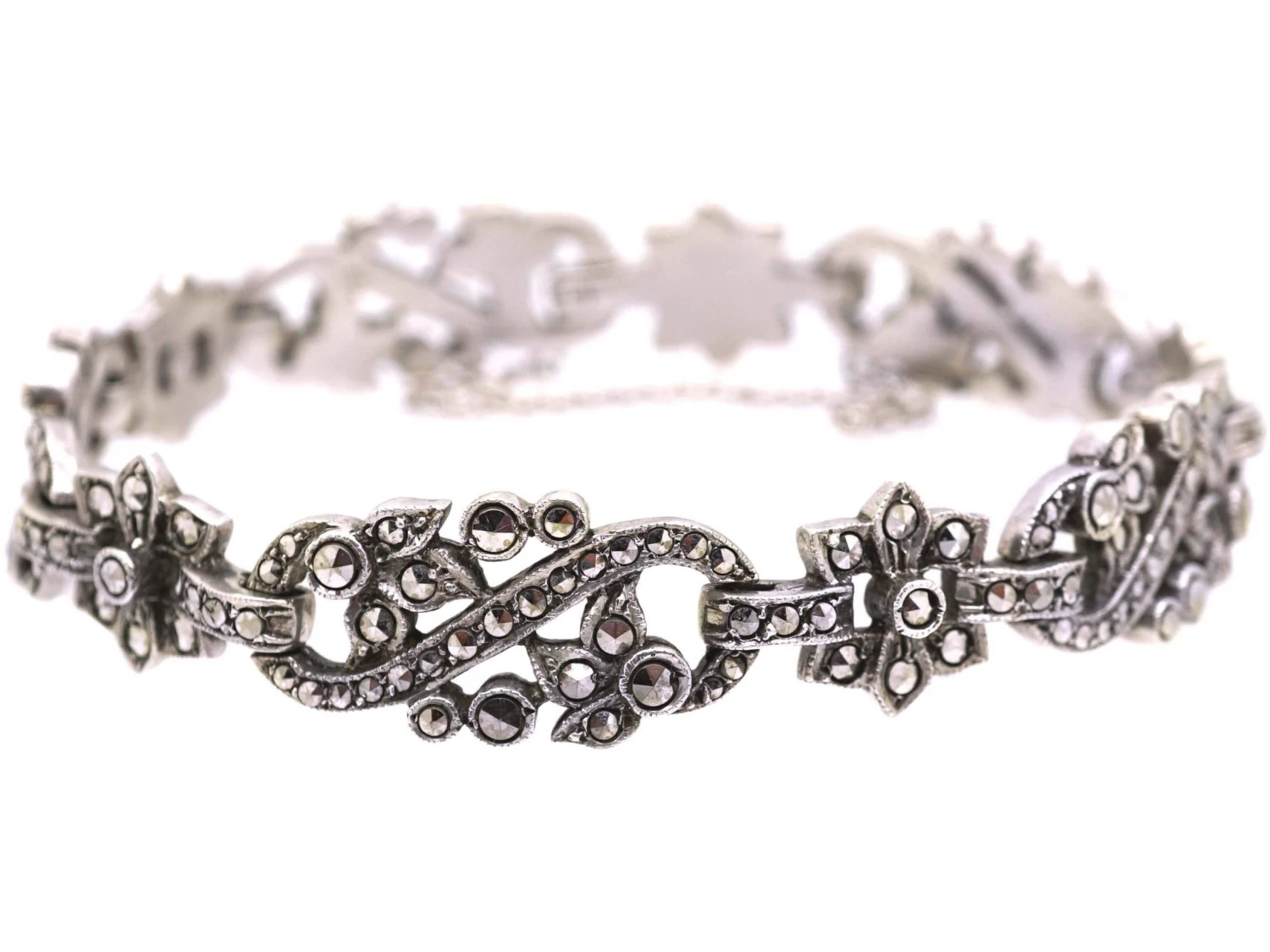 Art Deco Silver And Marcasite Bracelet 4 Art Deco Silver And Marcasite Bracelet - Image 2
