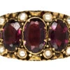 Victorian 15ct Gold, Almandine Garnet & Natural Split Pearls Ring -Antique Jewellery Company DSC03277