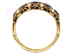 Victorian 15ct Gold, Almandine Garnet & Natural Split Pearls Ring 16 Victorian 15ct Gold, Almandine Garnet & Natural Split Pearls Ring -Antique Jewellery Company DSC03279