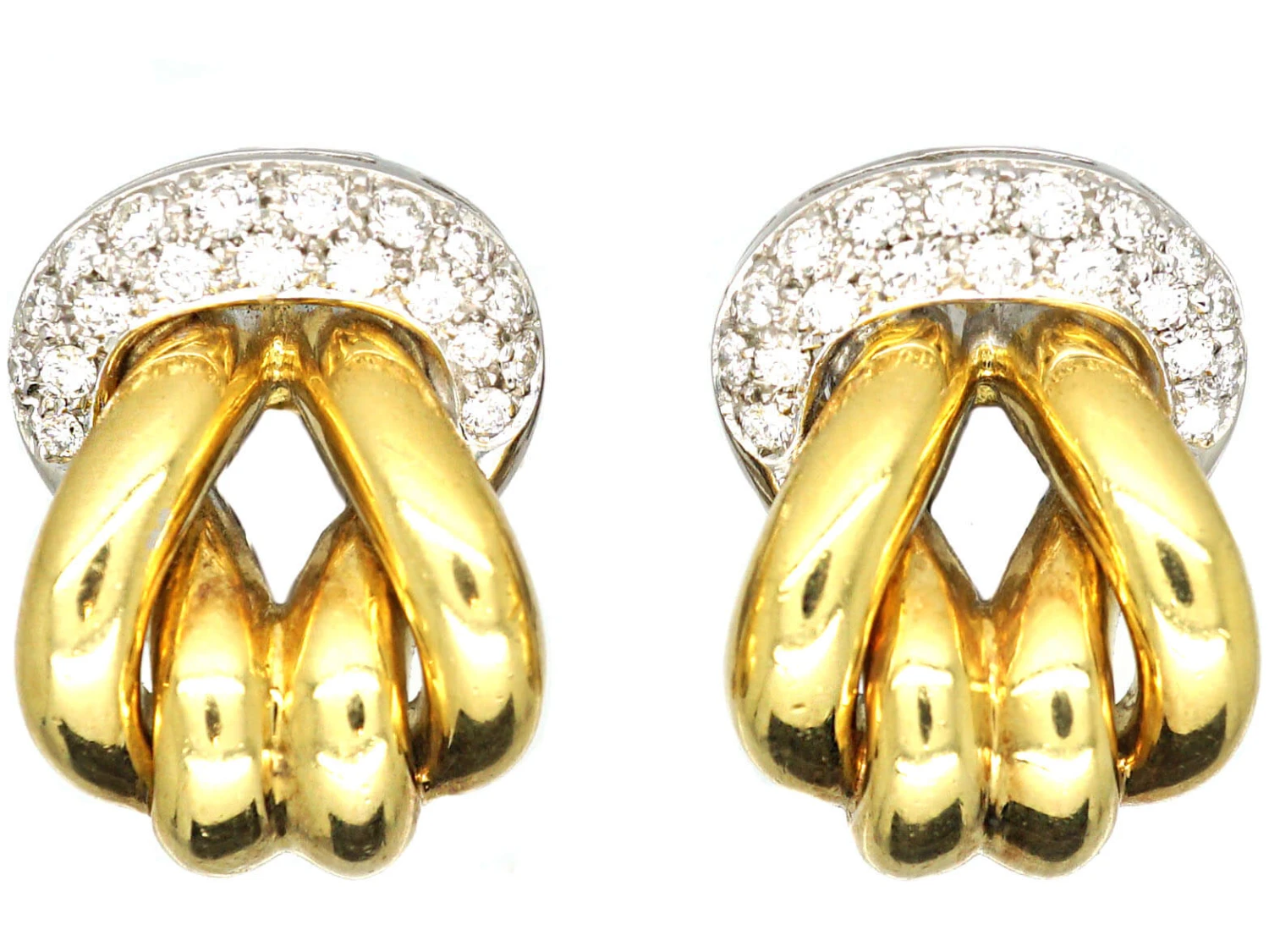 French 18ct Gold & Diamond Knot Earrings By Fred 3 French 18ct Gold & Diamond Knot Earrings By Fred
