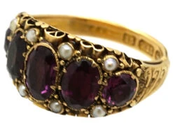 Victorian 15ct Gold, Almandine Garnet & Natural Split Pearls Ring 19 Victorian 15ct Gold, Almandine Garnet & Natural Split Pearls Ring -Antique Jewellery Company DSC03287