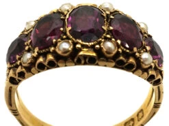Victorian 15ct Gold, Almandine Garnet & Natural Split Pearls Ring 15 Victorian 15ct Gold, Almandine Garnet & Natural Split Pearls Ring -Antique Jewellery Company DSC03292