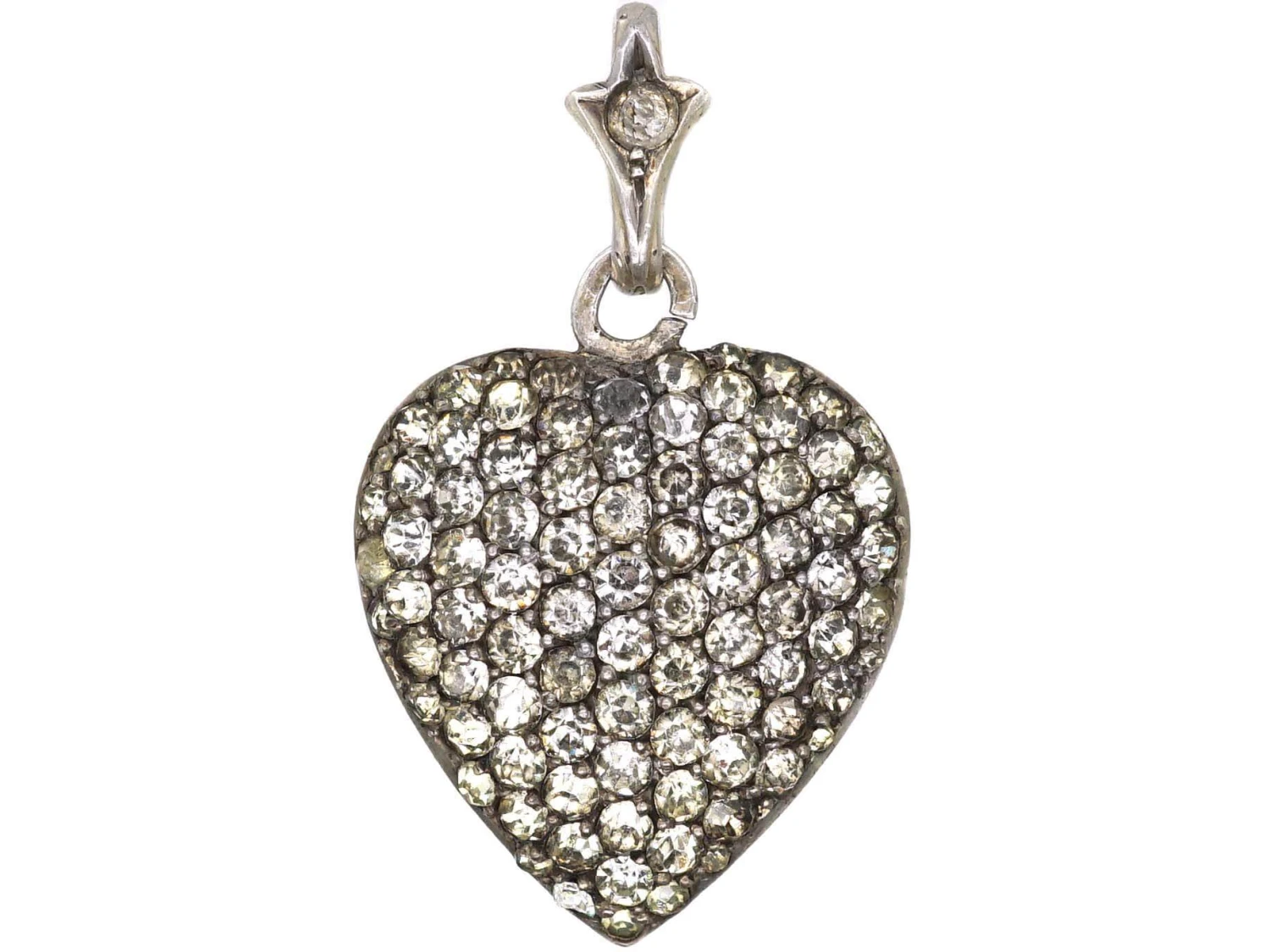 Edwardian Silver And Paste Heart Pendant 3 Edwardian Silver And Paste Heart Pendant