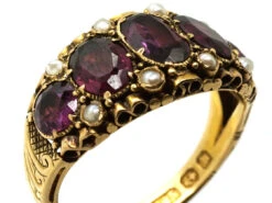 Victorian 15ct Gold, Almandine Garnet & Natural Split Pearls Ring 14 Victorian 15ct Gold, Almandine Garnet & Natural Split Pearls Ring -Antique Jewellery Company DSC03294