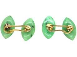 Art Deco Jade & Diamond Navette Shaped Cufflinks -Antique Jewellery Company DSC03342 1
