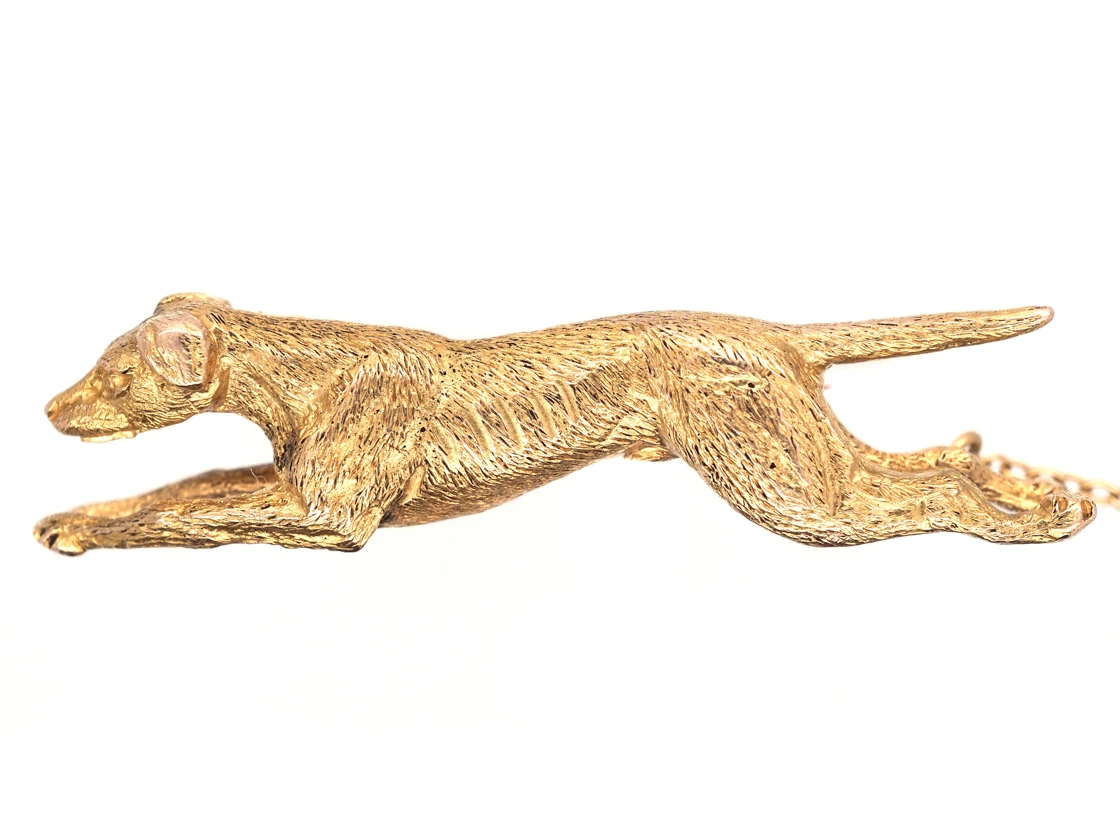 Edwardian 15ct Gold Hunting Dog Brooch 4 Edwardian 15ct Gold Hunting Dog Brooch - Image 2