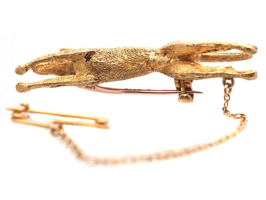 Edwardian 15ct Gold Hunting Dog Brooch 5 Edwardian 15ct Gold Hunting Dog Brooch - Image 3