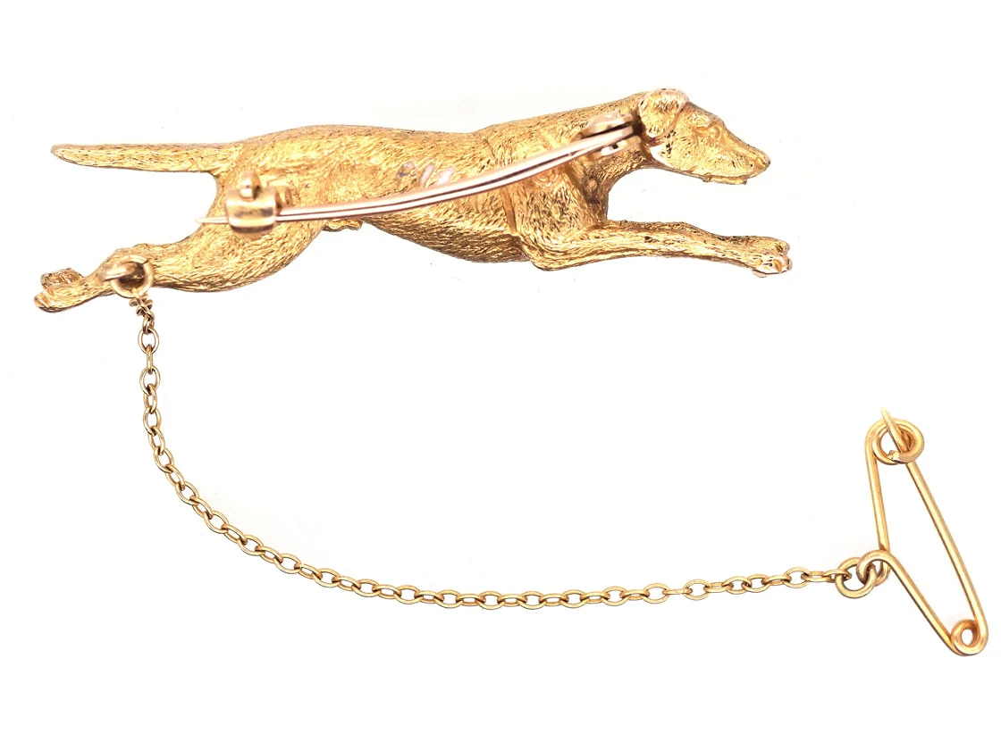 Edwardian 15ct Gold Hunting Dog Brooch 7 Edwardian 15ct Gold Hunting Dog Brooch - Image 5