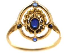 Edwardian 18ct Gold, Sapphire & Rose Diamond Open Cluster Ring -Antique Jewellery Company DSC03426