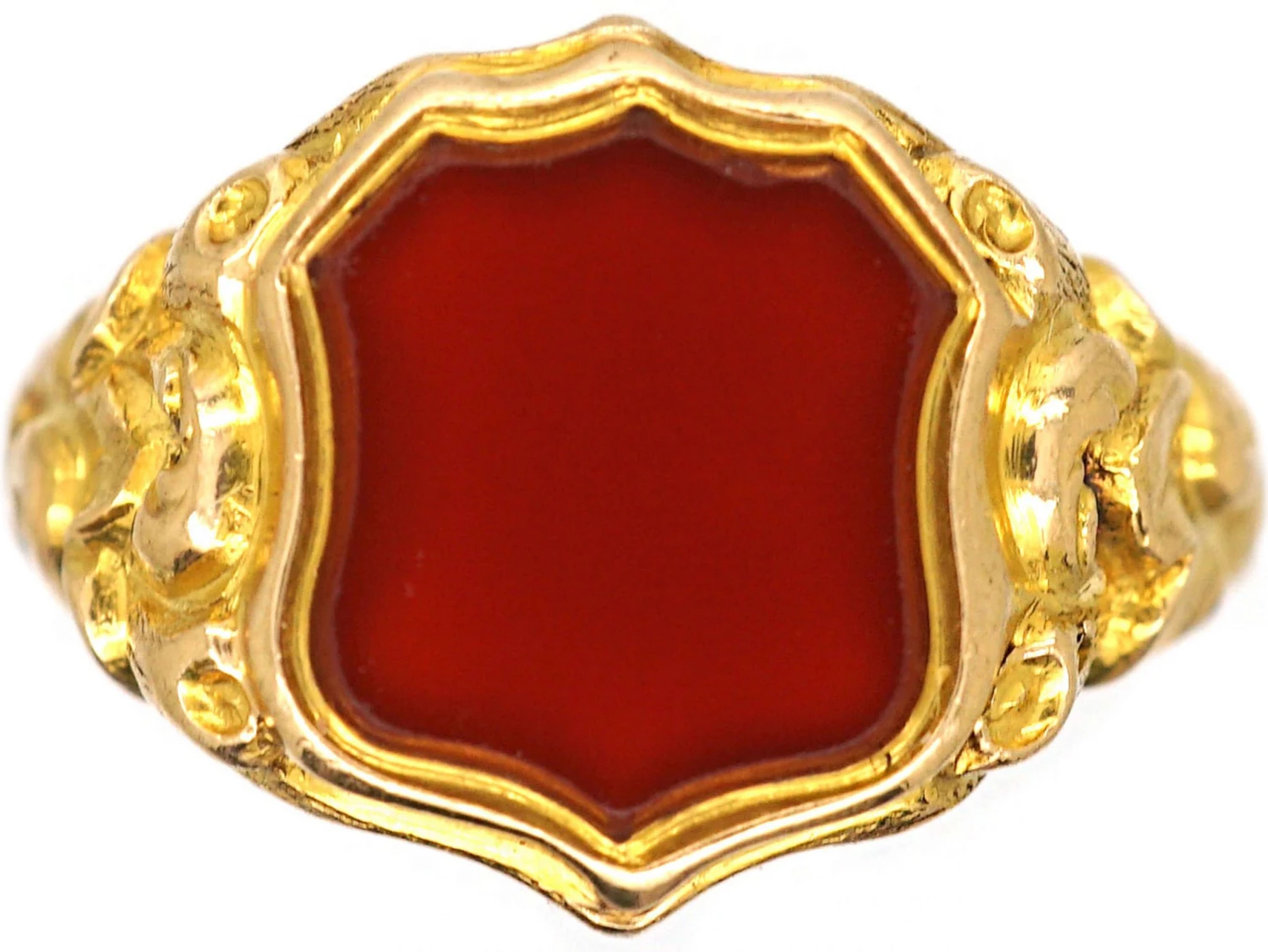 Victorian 15ct Gold & Carnelian Shield Shaped Signet Ring 3 Victorian 15ct Gold & Carnelian Shield Shaped Signet Ring