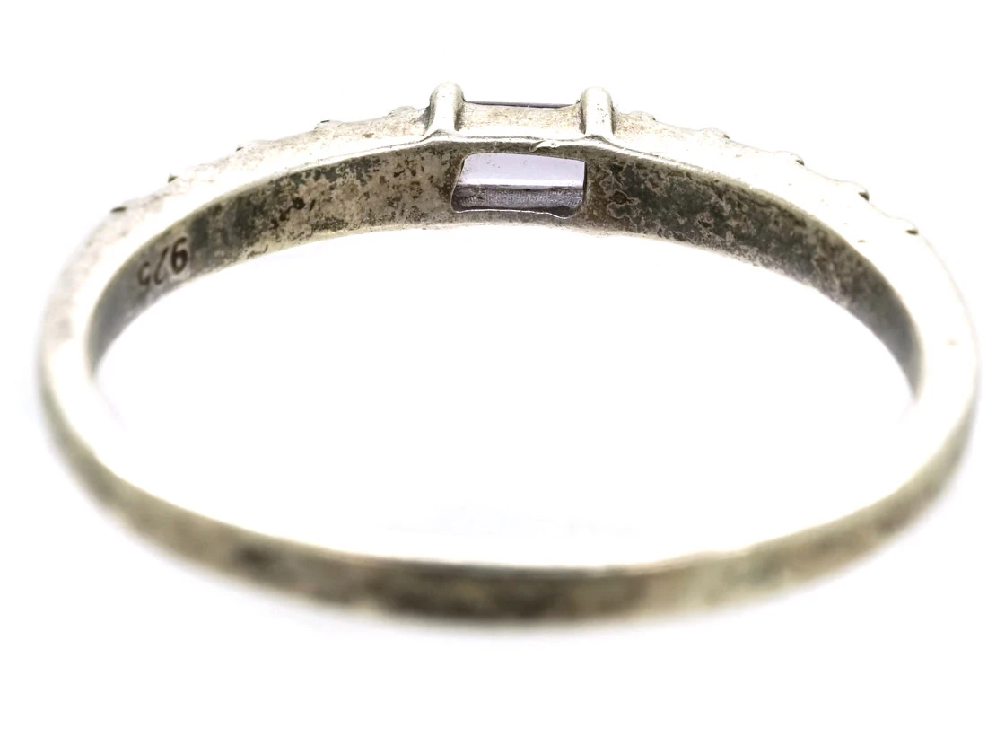 Silver Narrow Ring Set With Marcasite & Pink Paste 9 Silver Narrow Ring Set With Marcasite & Pink Paste - Image 7