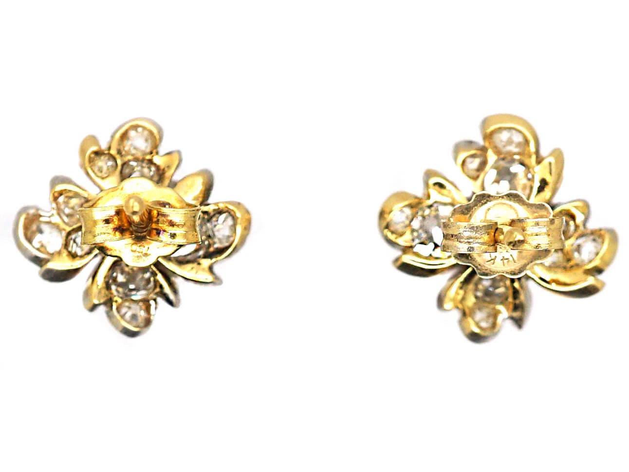 Victorian Diamond Flower Cluster Earrings 4 Victorian Diamond Flower Cluster Earrings - Image 2