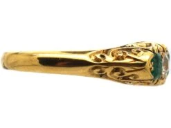 Victorian 18ct Gold, Emerald And Diamond Carved Half Hoop Five Stone Ring 12 Victorian 18ct Gold, Emerald And Diamond Carved Half Hoop Five Stone Ring -Antique Jewellery Company DSC03462