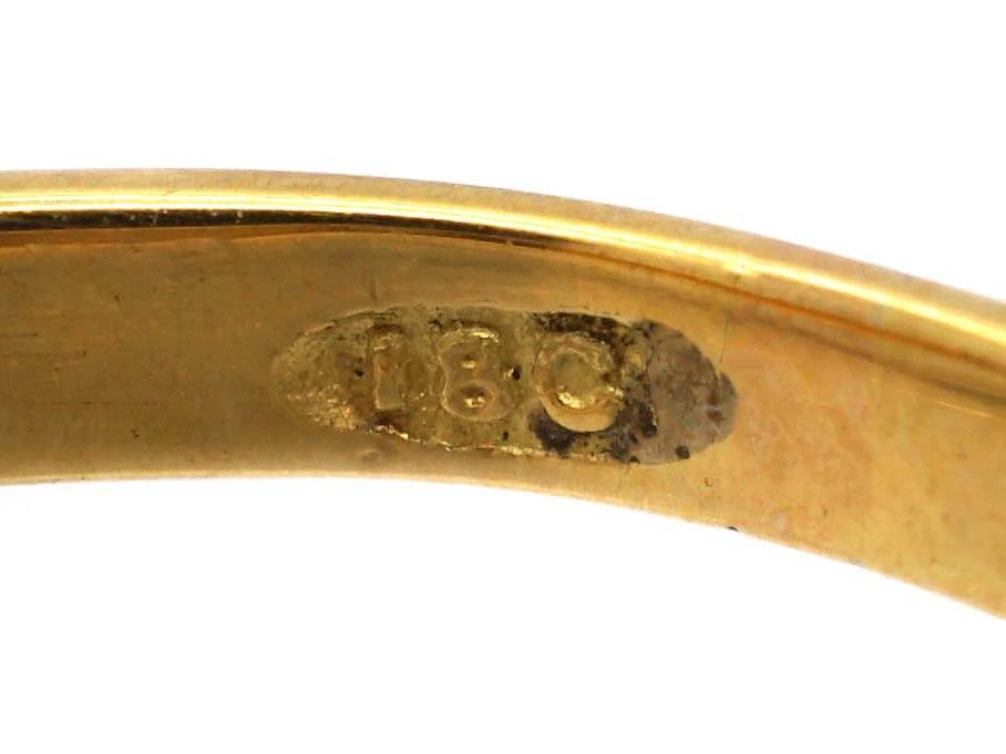 Victorian 18ct Gold, Emerald And Diamond Carved Half Hoop Five Stone Ring 7 Victorian 18ct Gold, Emerald And Diamond Carved Half Hoop Five Stone Ring - Image 5