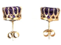 9ct Gold & Amethyst Round Stud Earrings 11 9ct Gold & Amethyst Round Stud Earrings -Antique Jewellery Company DSC03471