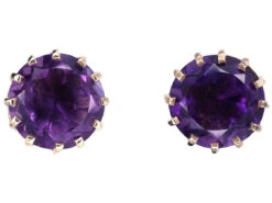 9ct Gold & Amethyst Round Stud Earrings