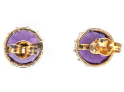 9ct Gold & Amethyst Round Stud Earrings 13 9ct Gold & Amethyst Round Stud Earrings -Antique Jewellery Company DSC03478
