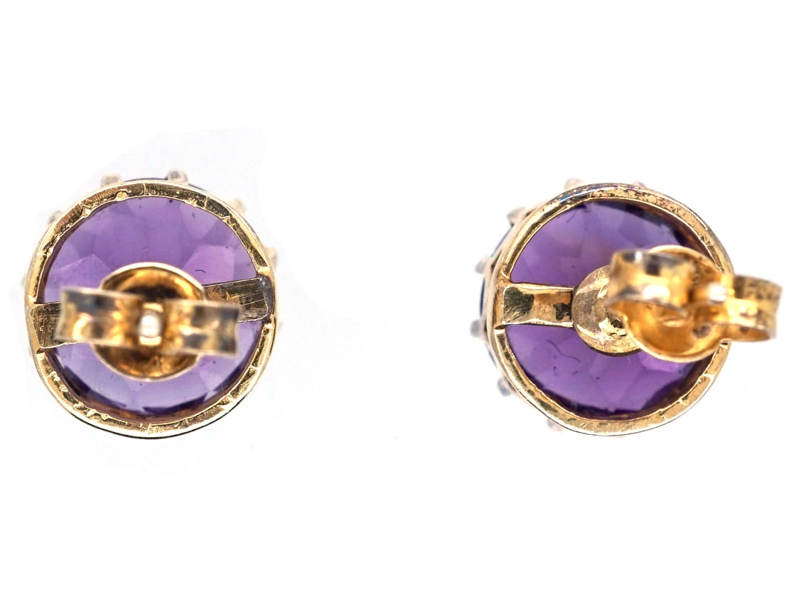 9ct Gold & Amethyst Round Stud Earrings 7 9ct Gold & Amethyst Round Stud Earrings - Image 5
