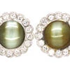 Early 20th Century 18ct Gold, Cats Eye Chrysoberyl & Diamond Cluster Earrings 2 Early 20th Century 18ct Gold, Cats Eye Chrysoberyl & Diamond Cluster Earrings -Antique Jewellery Company DSC03515