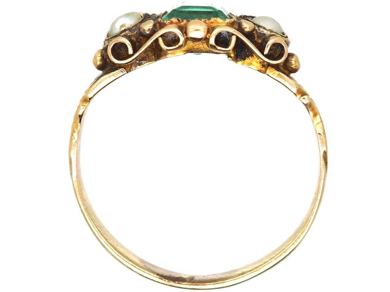 Victorian 18ct Gold, Emerald, Pearl And Diamond Ring 4 Victorian 18ct Gold, Emerald, Pearl And Diamond Ring - Image 2