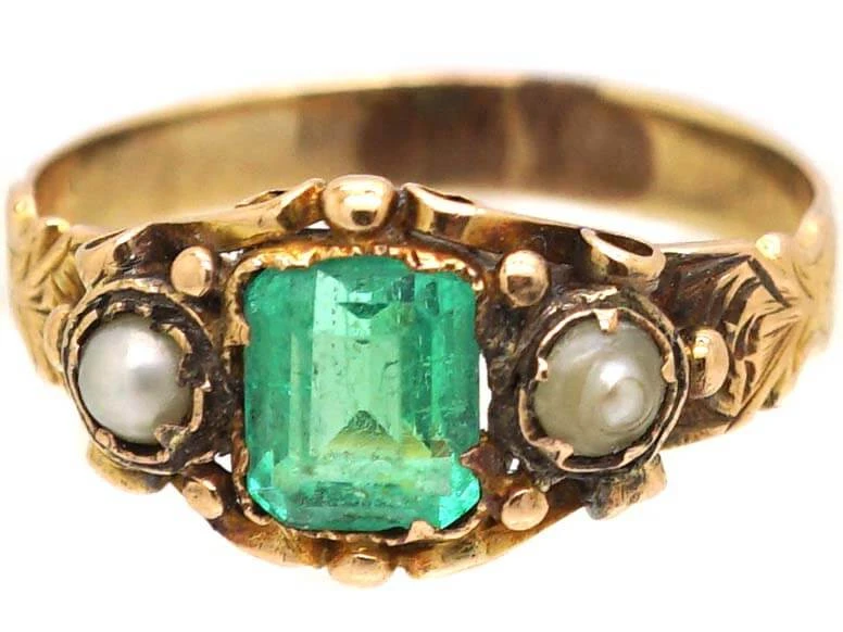 Victorian 18ct Gold, Emerald, Pearl And Diamond Ring 8 Victorian 18ct Gold, Emerald, Pearl And Diamond Ring - Image 6