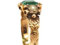 Victorian 18ct Gold, Emerald, Pearl And Diamond Ring 12 Victorian 18ct Gold, Emerald, Pearl And Diamond Ring -Antique Jewellery Company DSC03563