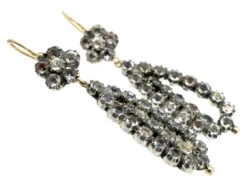 Georgian Silver, Gold & Paste Long Drop Earrings -Antique Jewellery Company DSC03572