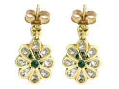 Emerald & Diamond Drop Cluster Earrings 6 Emerald & Diamond Drop Cluster Earrings -Antique Jewellery Company DSC03588