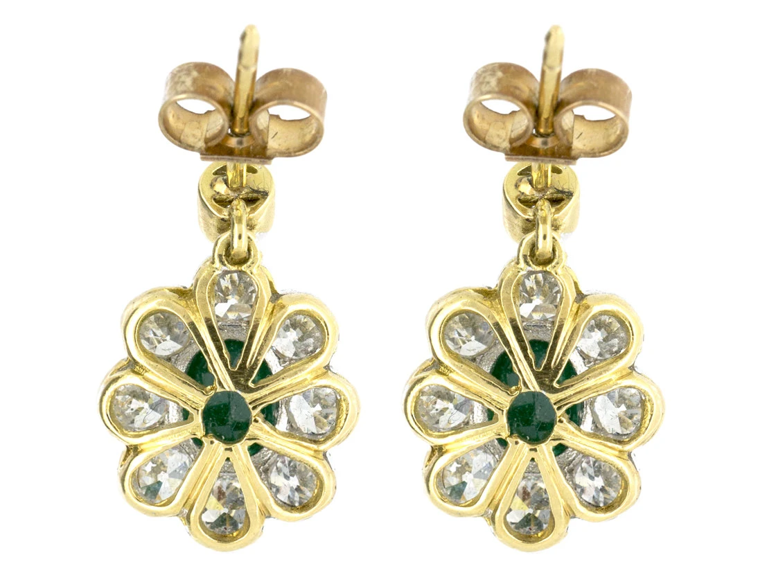 Emerald & Diamond Drop Cluster Earrings 4 Emerald & Diamond Drop Cluster Earrings - Image 2