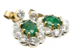 Emerald & Diamond Drop Cluster Earrings 7 Emerald & Diamond Drop Cluster Earrings -Antique Jewellery Company DSC03589