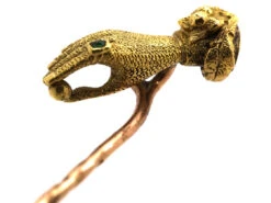 Georgian 15ct Gold Hand Tie Pin Set With An Emerald 13 Georgian 15ct Gold Hand Tie Pin Set With An Emerald -Antique Jewellery Company DSC03596