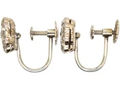 Edwardian 18ct White Gold Diamond Daisy Cluster Earrings 5 Edwardian 18ct White Gold Diamond Daisy Cluster Earrings -Antique Jewellery Company DSC03597 scaled 2