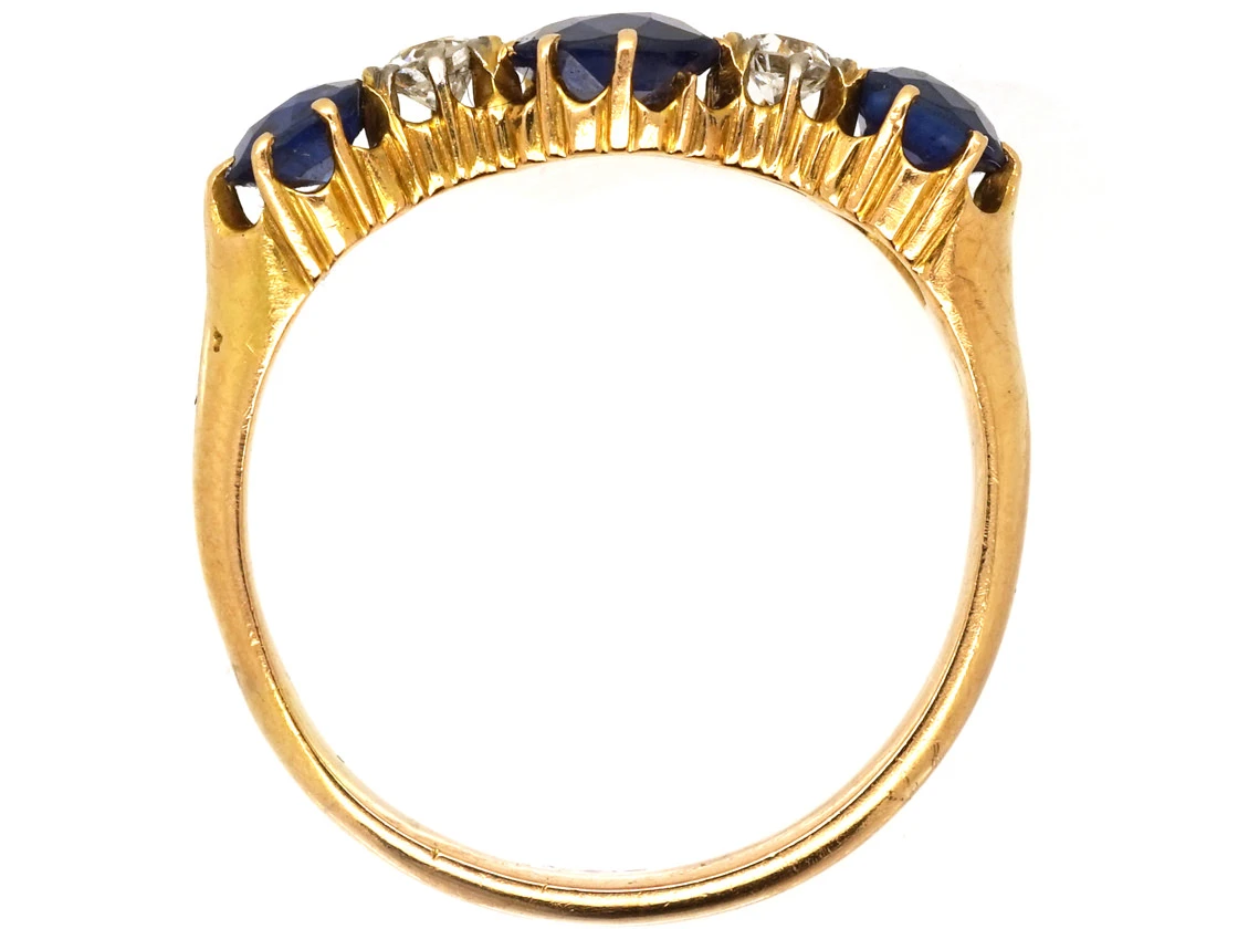 Edwardian Five Stone Sapphire & Diamond Ring 10 Edwardian Five Stone Sapphire & Diamond Ring - Image 8