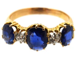 Edwardian Five Stone Sapphire & Diamond Ring 16 Edwardian Five Stone Sapphire & Diamond Ring -Antique Jewellery Company DSC03600