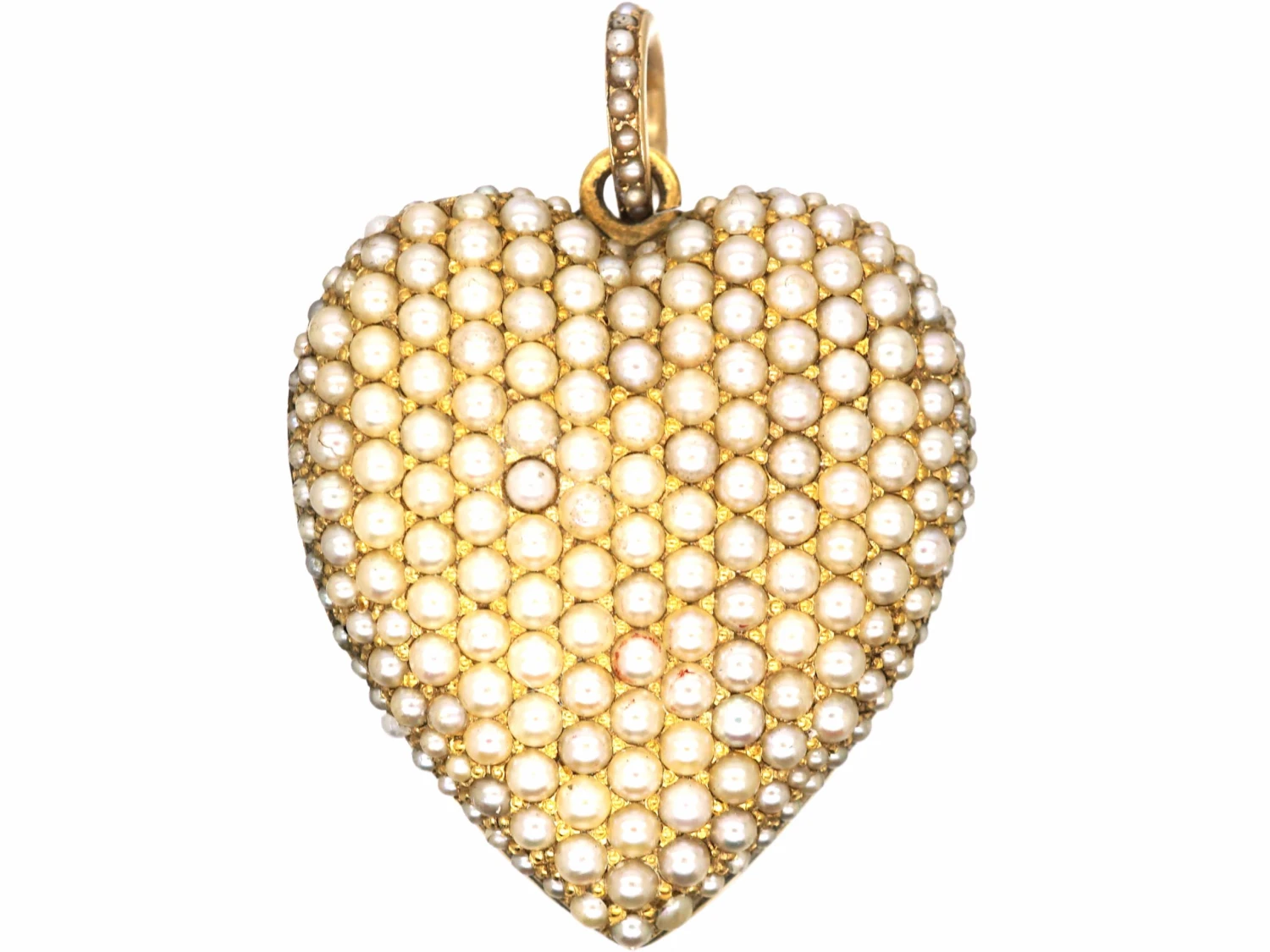 Edwardian 15ct Gold Large Heart Shaped Locket Pave Set With Natural Pearls 3 Edwardian 15ct Gold Large Heart Shaped Locket Pave Set With Natural Pearls