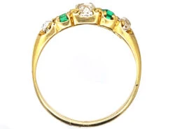 Early Victorian 18ct Gold, Emerald & Diamond Five Stone Ring 10 Early Victorian 18ct Gold, Emerald & Diamond Five Stone Ring -Antique Jewellery Company DSC03608 copy