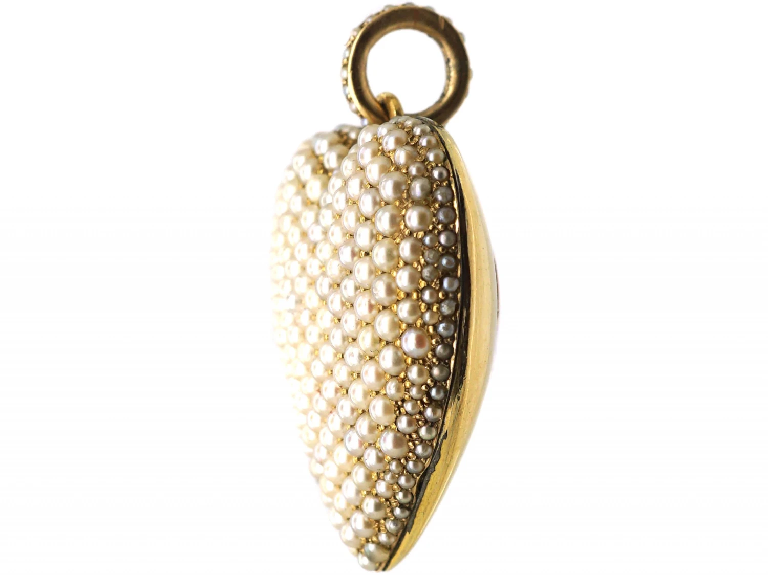 Edwardian 15ct Gold Large Heart Shaped Locket Pave Set With Natural Pearls 4 Edwardian 15ct Gold Large Heart Shaped Locket Pave Set With Natural Pearls - Image 2