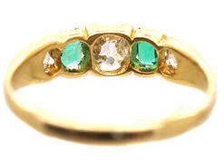 Early Victorian 18ct Gold, Emerald & Diamond Five Stone Ring 11 Early Victorian 18ct Gold, Emerald & Diamond Five Stone Ring -Antique Jewellery Company DSC03613 copy