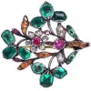 Georgian Emerald, Ruby, Diamond & Topaz Giardinetti Brooch