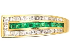 French 18ct Gold Emerald And Diamond Buckle Ring
